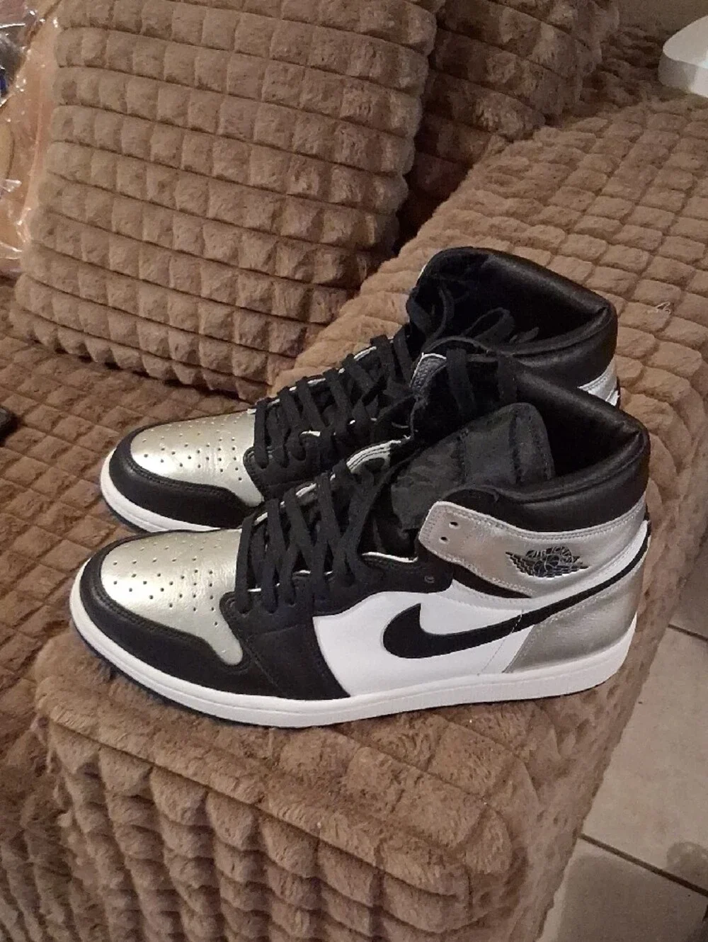 Jordan 1 Mid Silver Black White Men's Sneakers